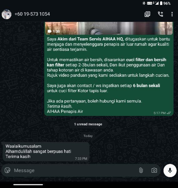 Pemasangan AIHAA dalam rumah — pelanggan 2